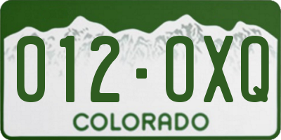 CO license plate 012OXQ