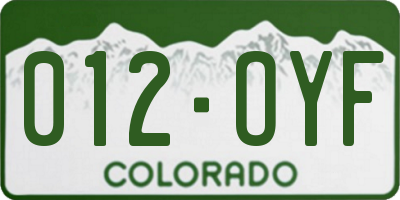 CO license plate 012OYF
