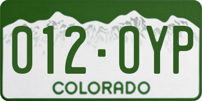 CO license plate 012OYP