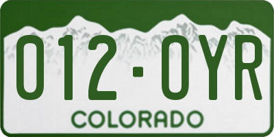 CO license plate 012OYR