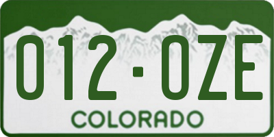 CO license plate 012OZE