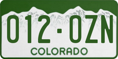 CO license plate 012OZN