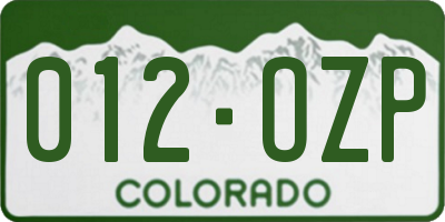 CO license plate 012OZP