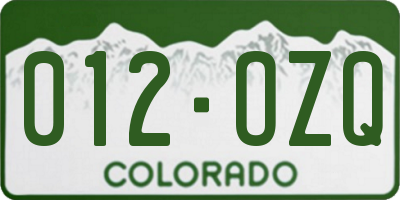 CO license plate 012OZQ