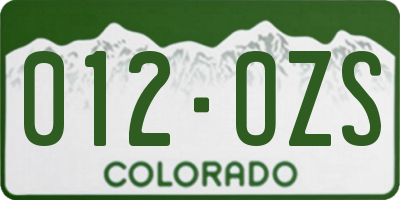 CO license plate 012OZS