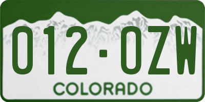 CO license plate 012OZW