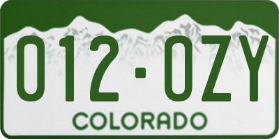 CO license plate 012OZY