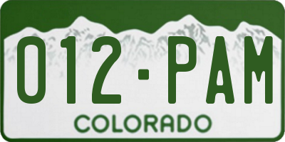 CO license plate 012PAM