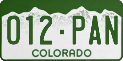CO license plate 012PAN