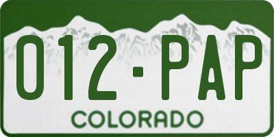 CO license plate 012PAP