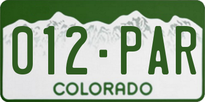 CO license plate 012PAR