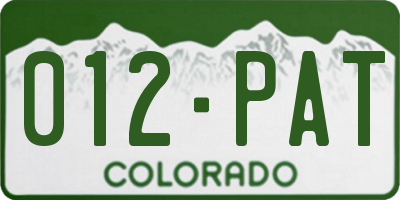 CO license plate 012PAT
