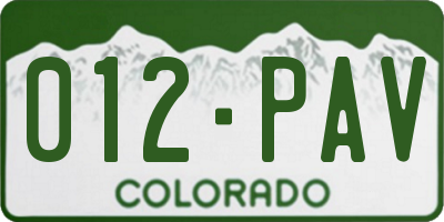 CO license plate 012PAV