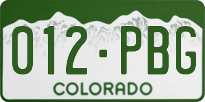 CO license plate 012PBG