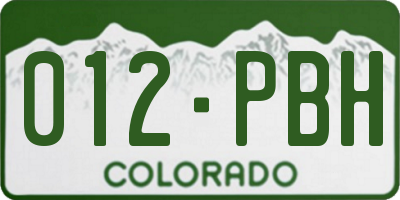 CO license plate 012PBH
