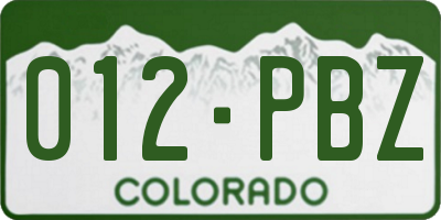 CO license plate 012PBZ