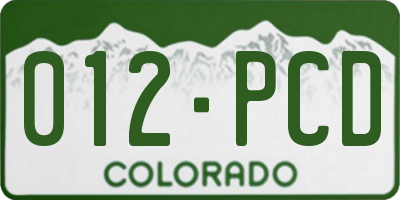 CO license plate 012PCD