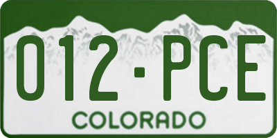 CO license plate 012PCE