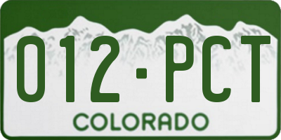 CO license plate 012PCT