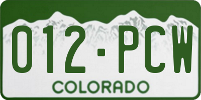 CO license plate 012PCW