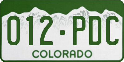 CO license plate 012PDC