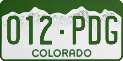 CO license plate 012PDG