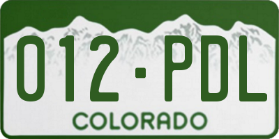 CO license plate 012PDL