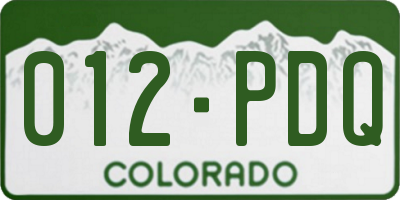 CO license plate 012PDQ