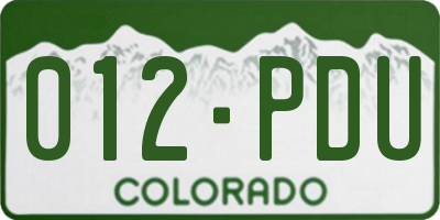 CO license plate 012PDU
