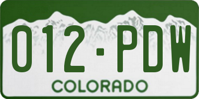 CO license plate 012PDW
