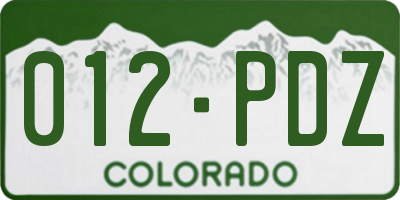CO license plate 012PDZ