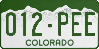 CO license plate 012PEE