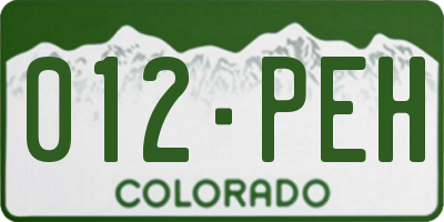 CO license plate 012PEH