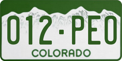 CO license plate 012PEO