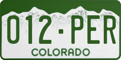 CO license plate 012PER