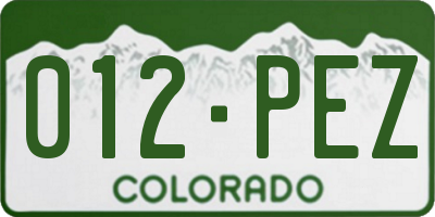 CO license plate 012PEZ