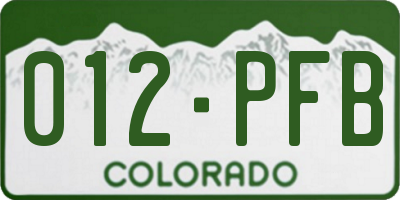 CO license plate 012PFB