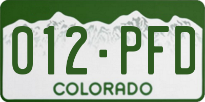 CO license plate 012PFD