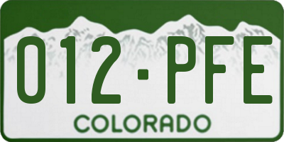 CO license plate 012PFE