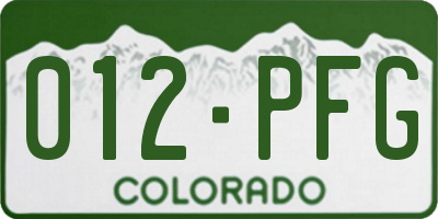 CO license plate 012PFG