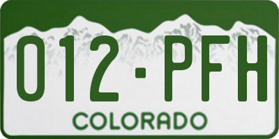 CO license plate 012PFH