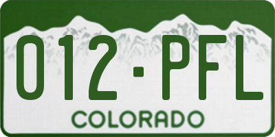 CO license plate 012PFL