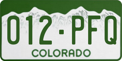CO license plate 012PFQ