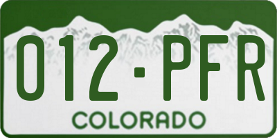 CO license plate 012PFR