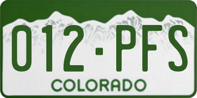 CO license plate 012PFS
