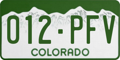 CO license plate 012PFV