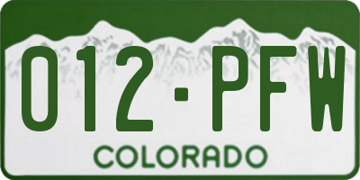 CO license plate 012PFW