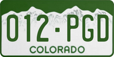 CO license plate 012PGD