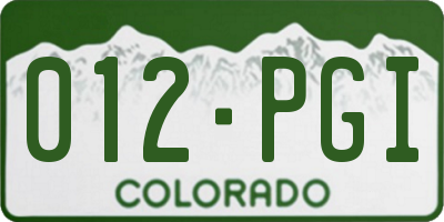 CO license plate 012PGI