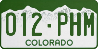 CO license plate 012PHM